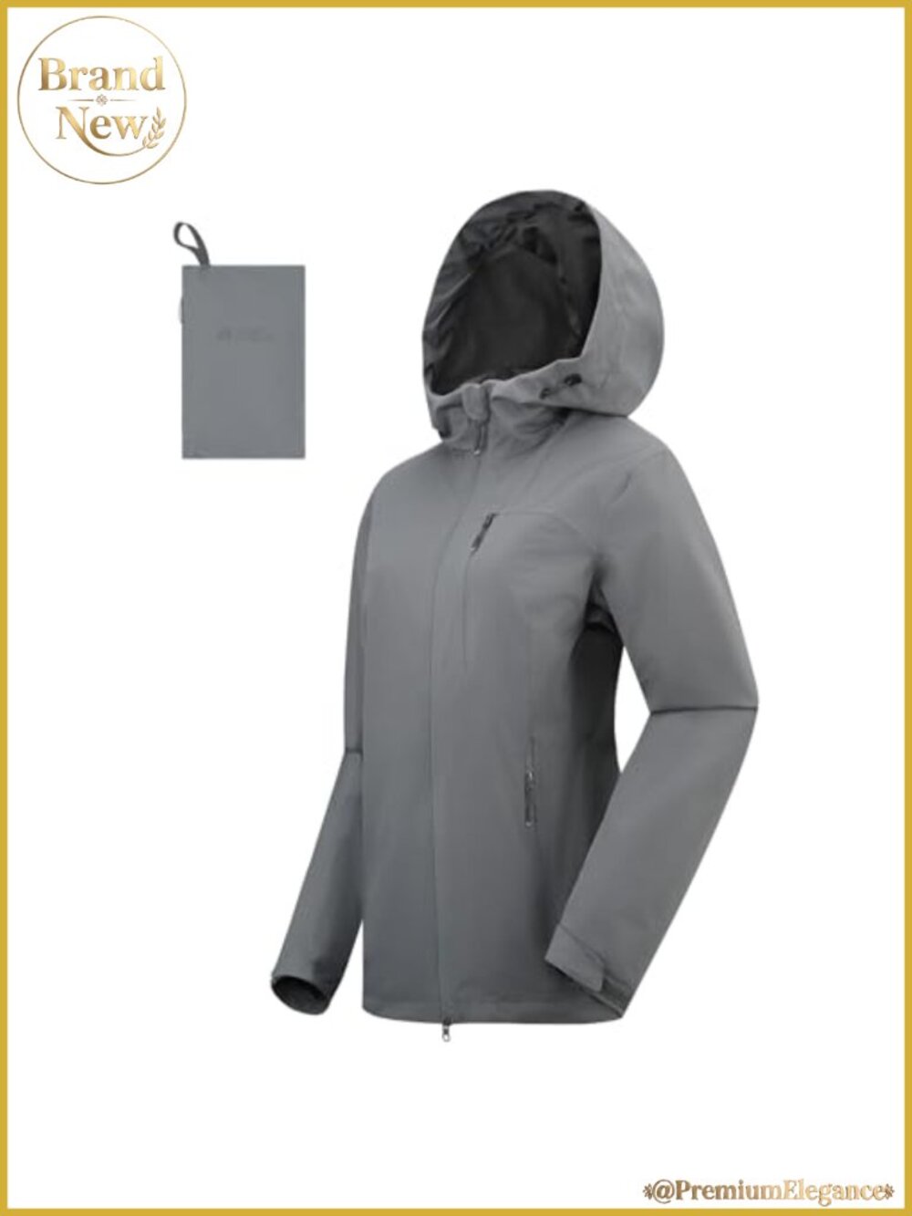 Women Rain Jacket Waterproof Lightweight Packable Hooded Polyester
